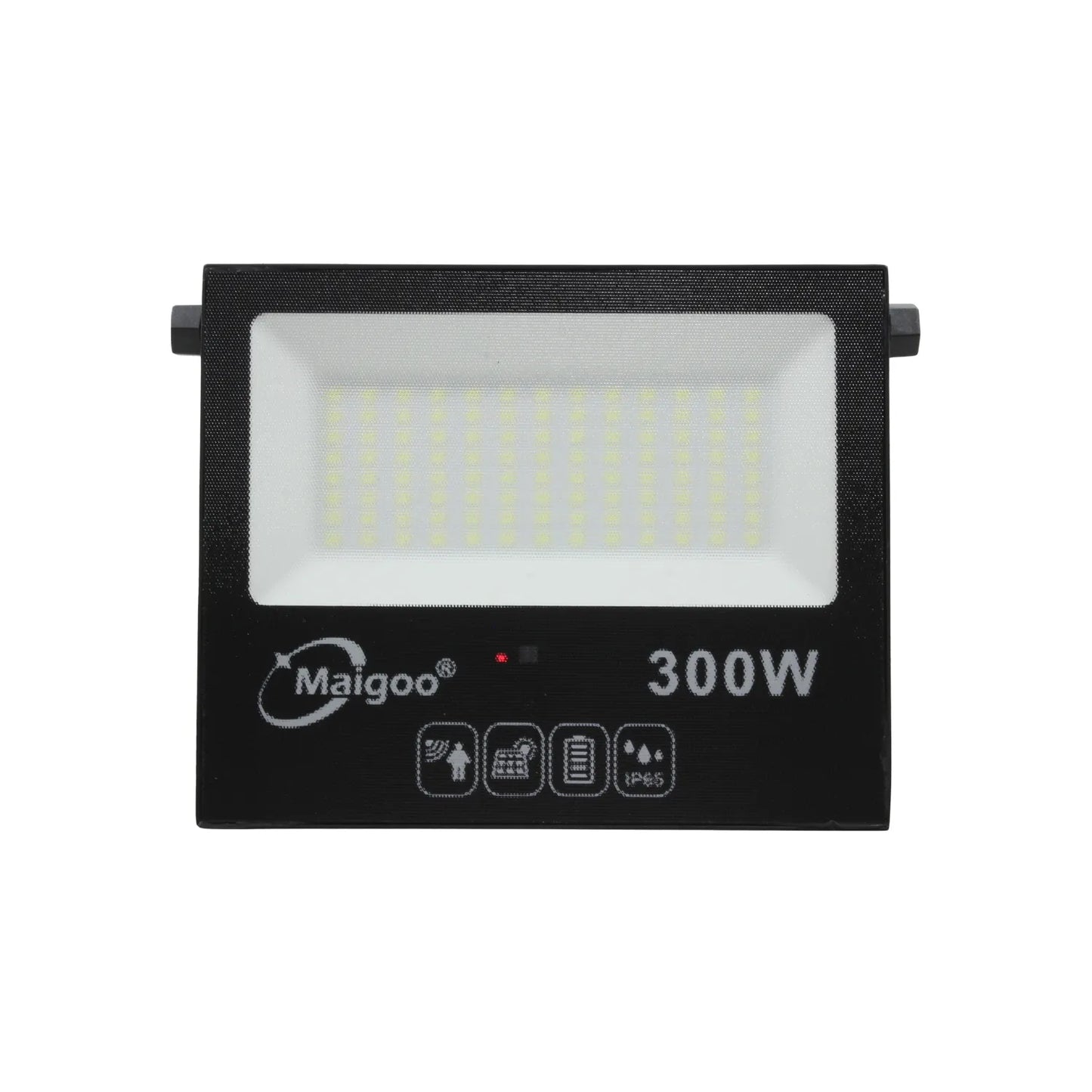 Reflector solar Maigoo 300W negro, LED, con sensor de movimiento y protección IP65 para exteriores