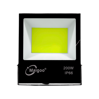 Reflector LED Maigoo 200W COB IP66 para uso rudo en exteriores, luz brillante de alta potencia.