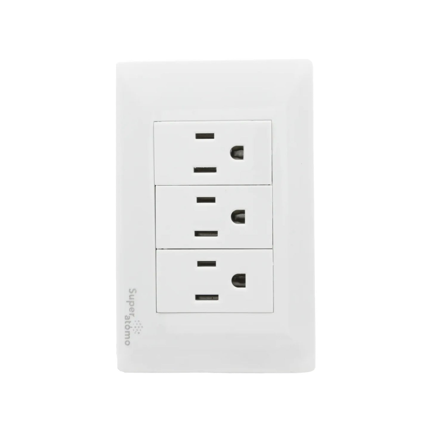 Placa eléctrica blanca Super átomo con 3 contactos para instalaciones domésticas