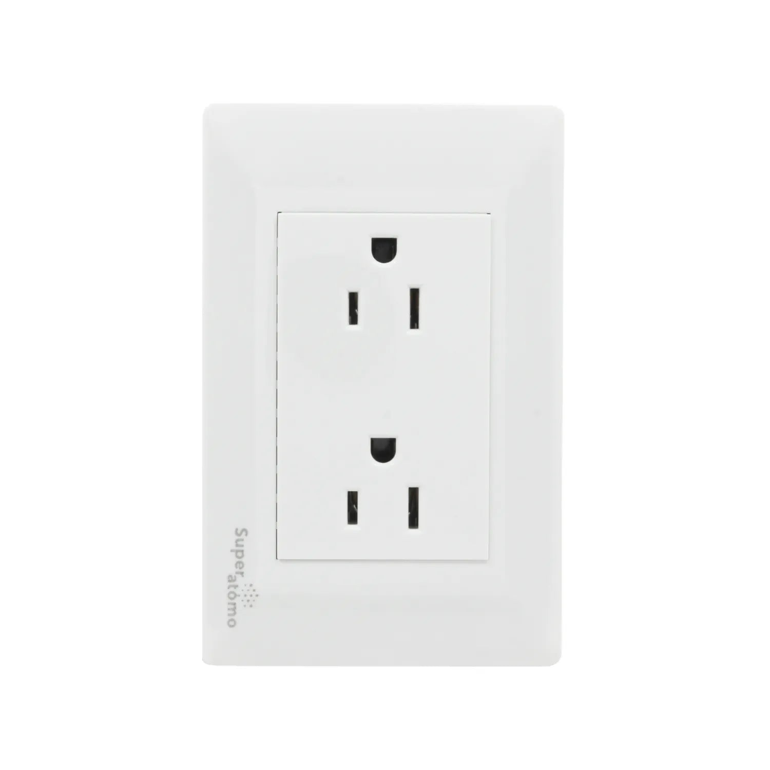 Placa eléctrica blanca Super átomo con 2 contactos para tomacorrientes duplex de pared