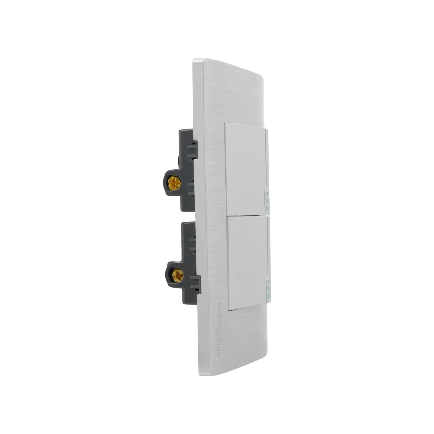 Placa de 2 apagadores escalera Super átomo gris metálica con indicadores LED para pared