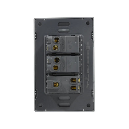 Mecanismo Super átomo SA1402-LP gris para placa, con 2 apagadores y 1 contacto 16A/250V.