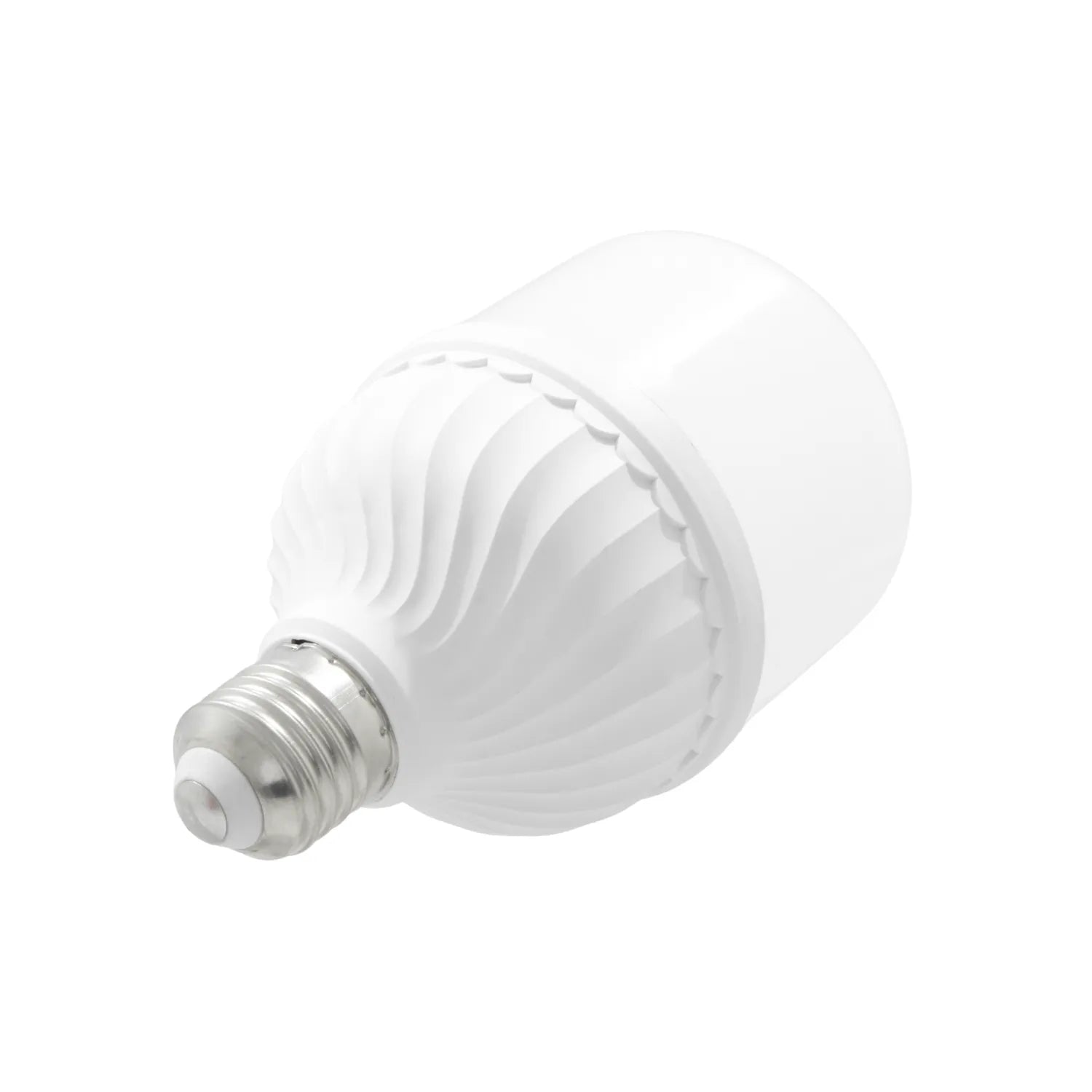 Foco LED blanco 40W tipo bala con base E27, diseño espiral en cuerpo, para alta luminosidad.