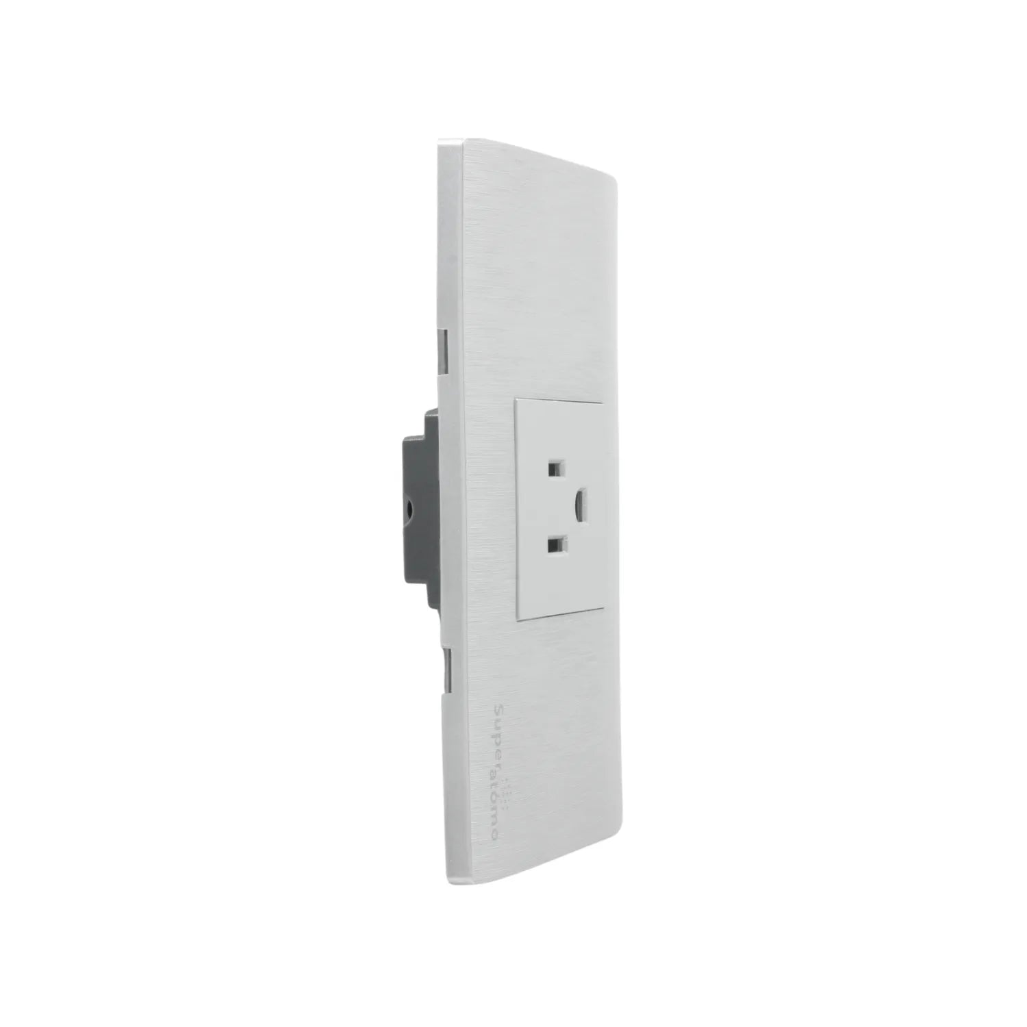 Placa de 1 contacto eléctrico Super átomo plateada con acabado cepillado para instalación de pared