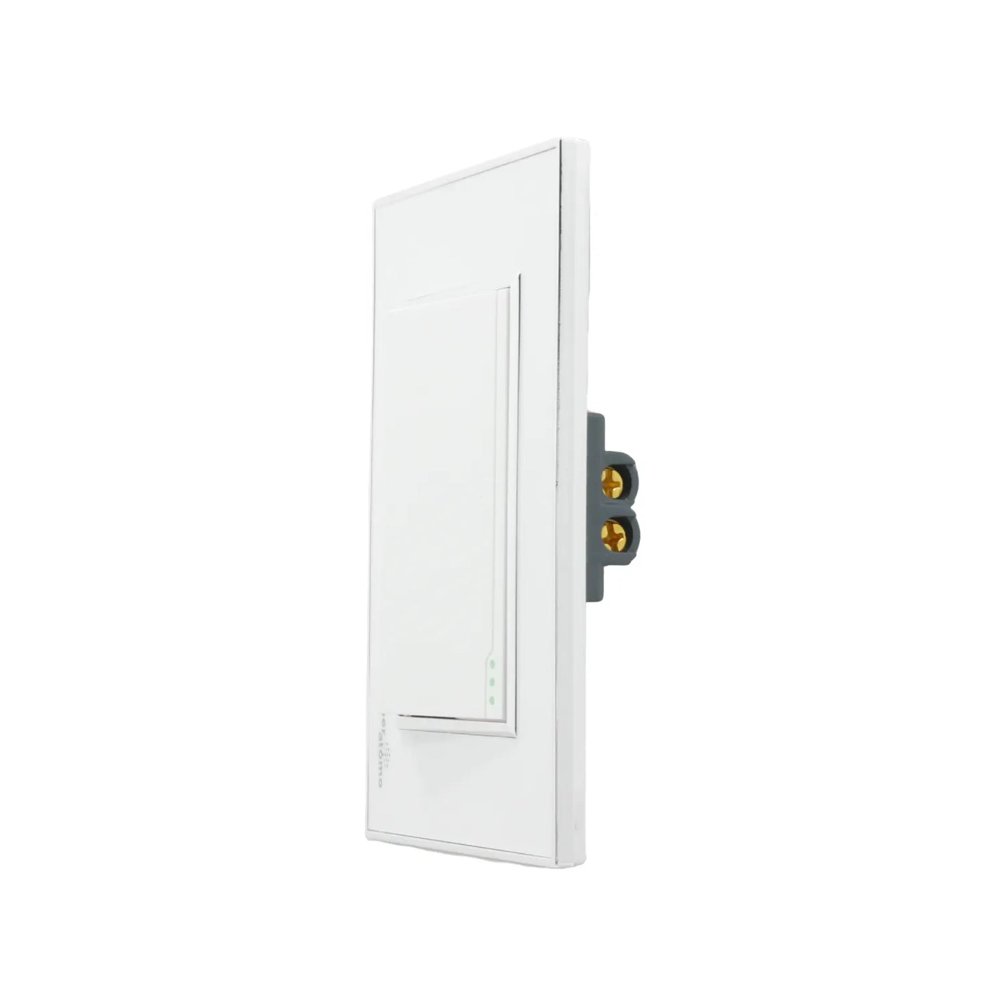 Placa de apagador de escalera blanco átomo con indicadores LED, diseño moderno y terminales doradas