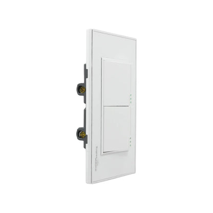 Placa Super átomo blanca con 2 apagadores de escalera, indicadores LED. Interruptor de luz doble de pared moderno.