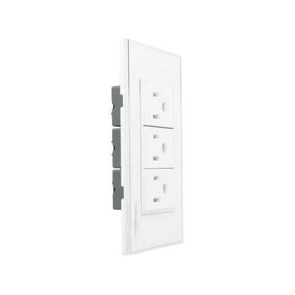 Placa eléctrica blanca Super átomo con 3 tomacorrientes de pared, diseño moderno