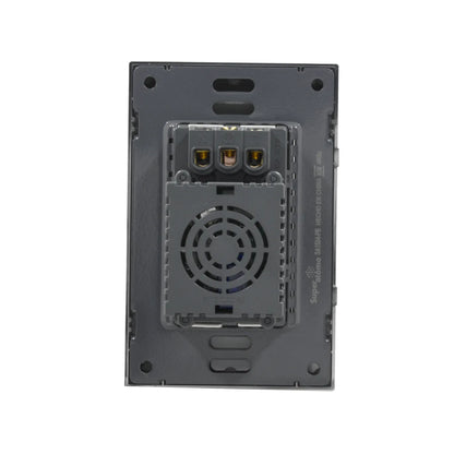 Conexiones traseras de placa eléctrica Super átomo SA1504-PB, 15A 127V 60Hz, terminales N L y tierra.