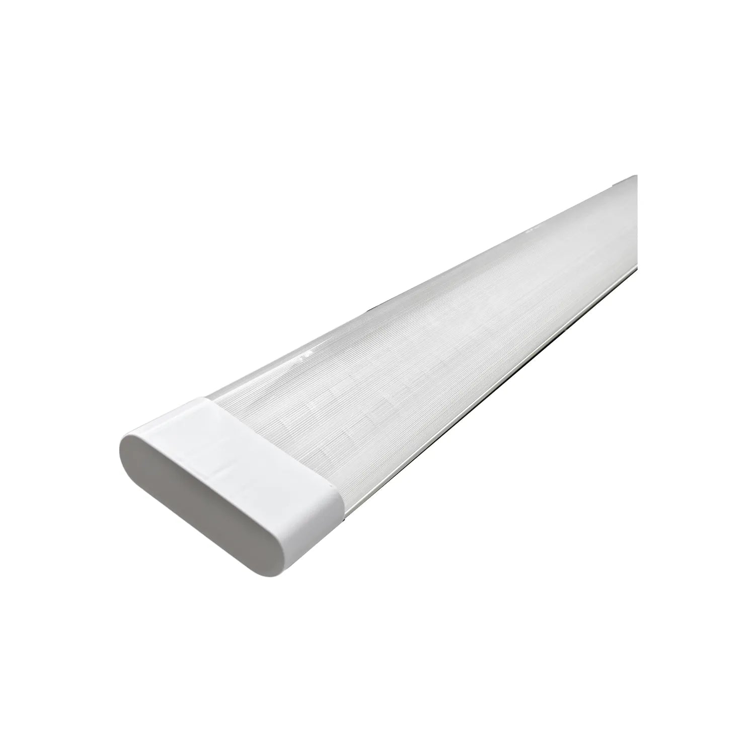 Lámpara LED lineal blanca con difusor texturizado para gabinete o bajo mueble, iluminación moderna