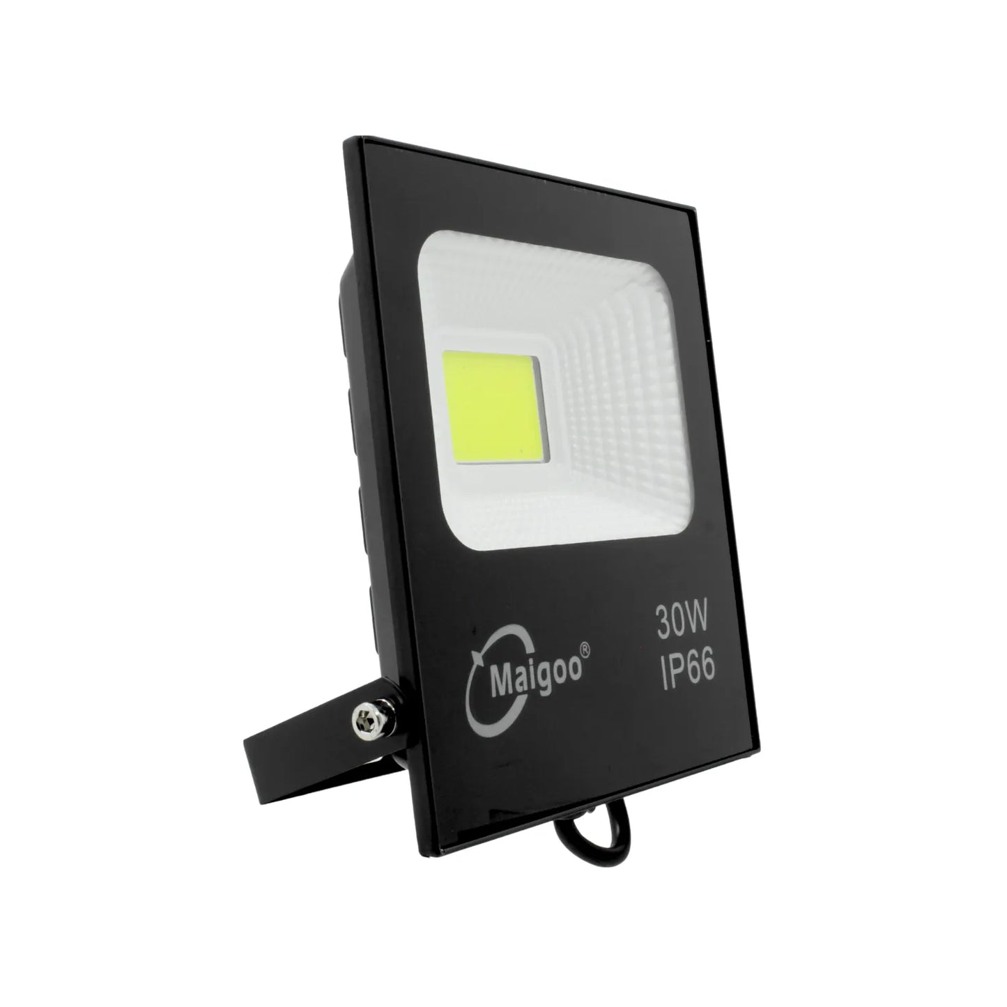 Reflector LED Maigoo negro 30W IP66, foco de alta resistencia para uso rudo y exterior.
