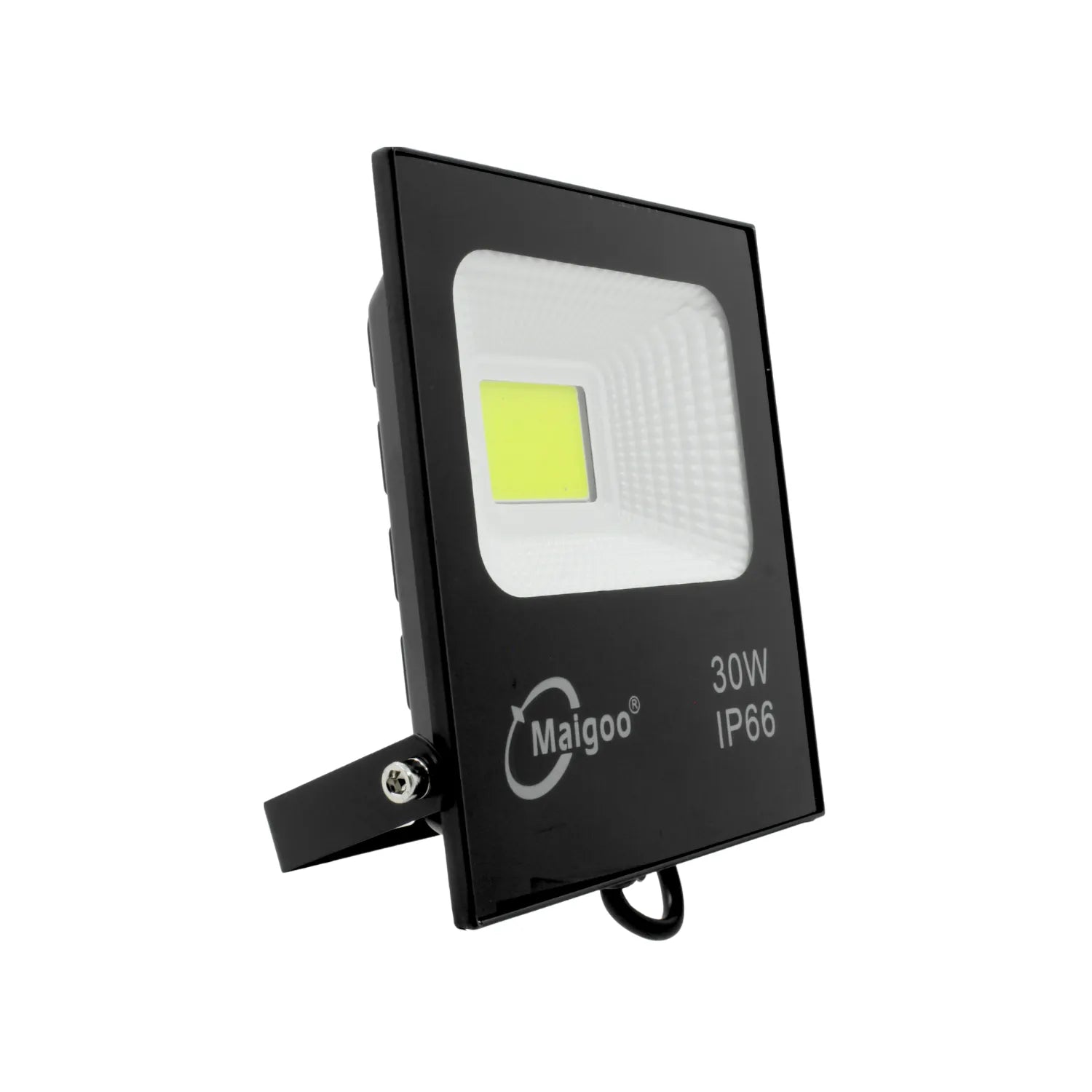 Reflector LED Maigoo negro 30W IP66, foco de alta resistencia para uso rudo y exterior.