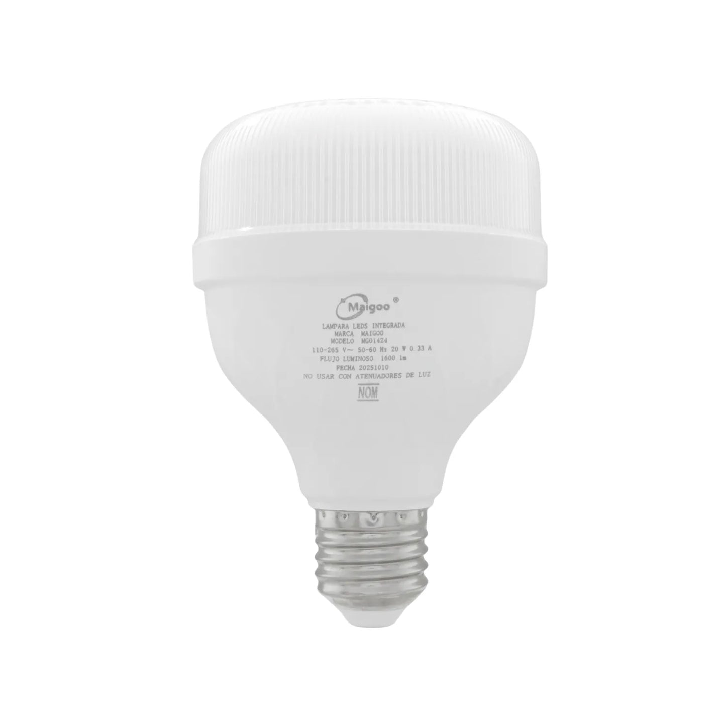 Lámpara LED Maigoo blanca 20W 1600 lúmenes, rosca E27, no regulable, ideal para iluminación general del hogar