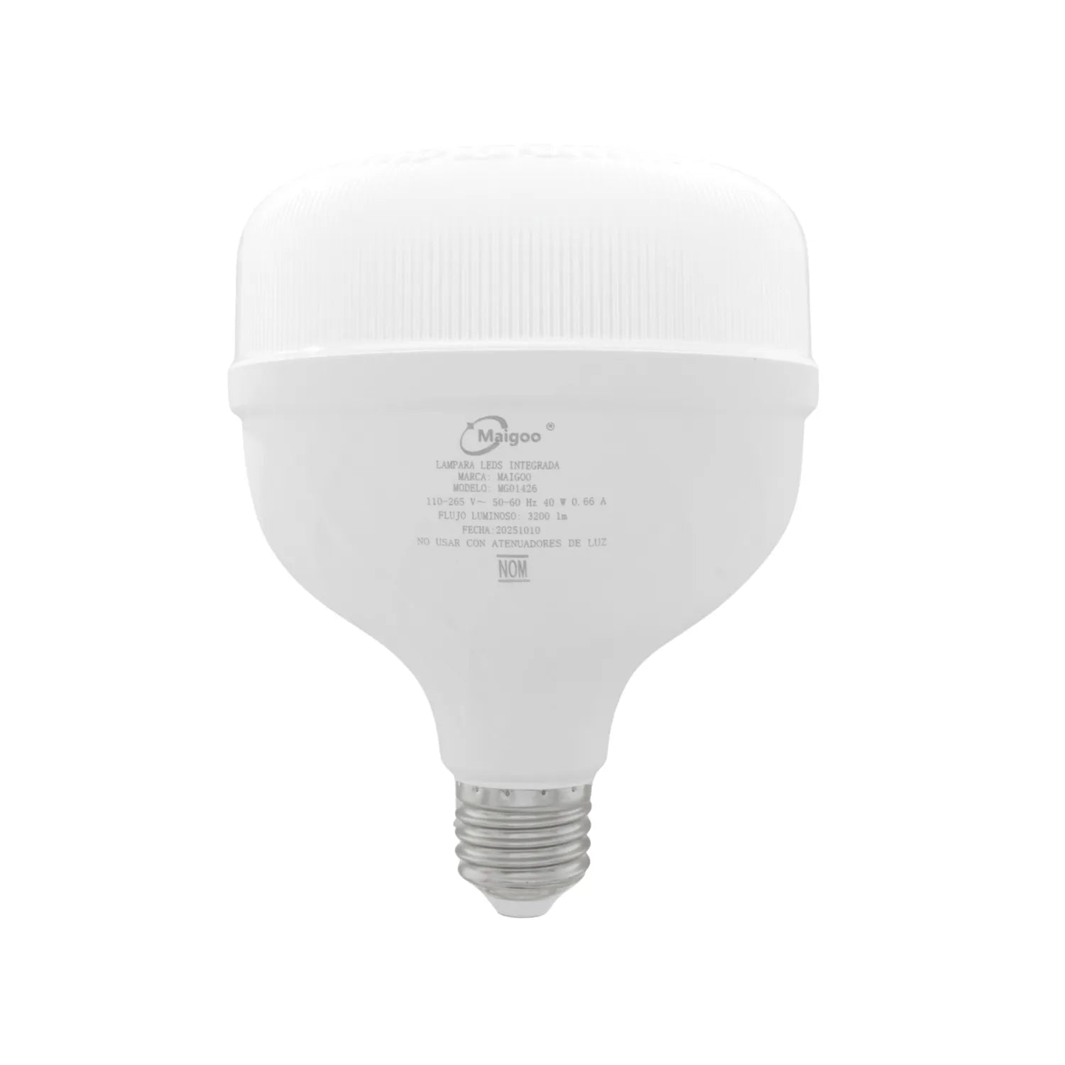 Lámpara LED Maigoo blanca 40W, 3200 lúmenes, para iluminación potente no regulable.
