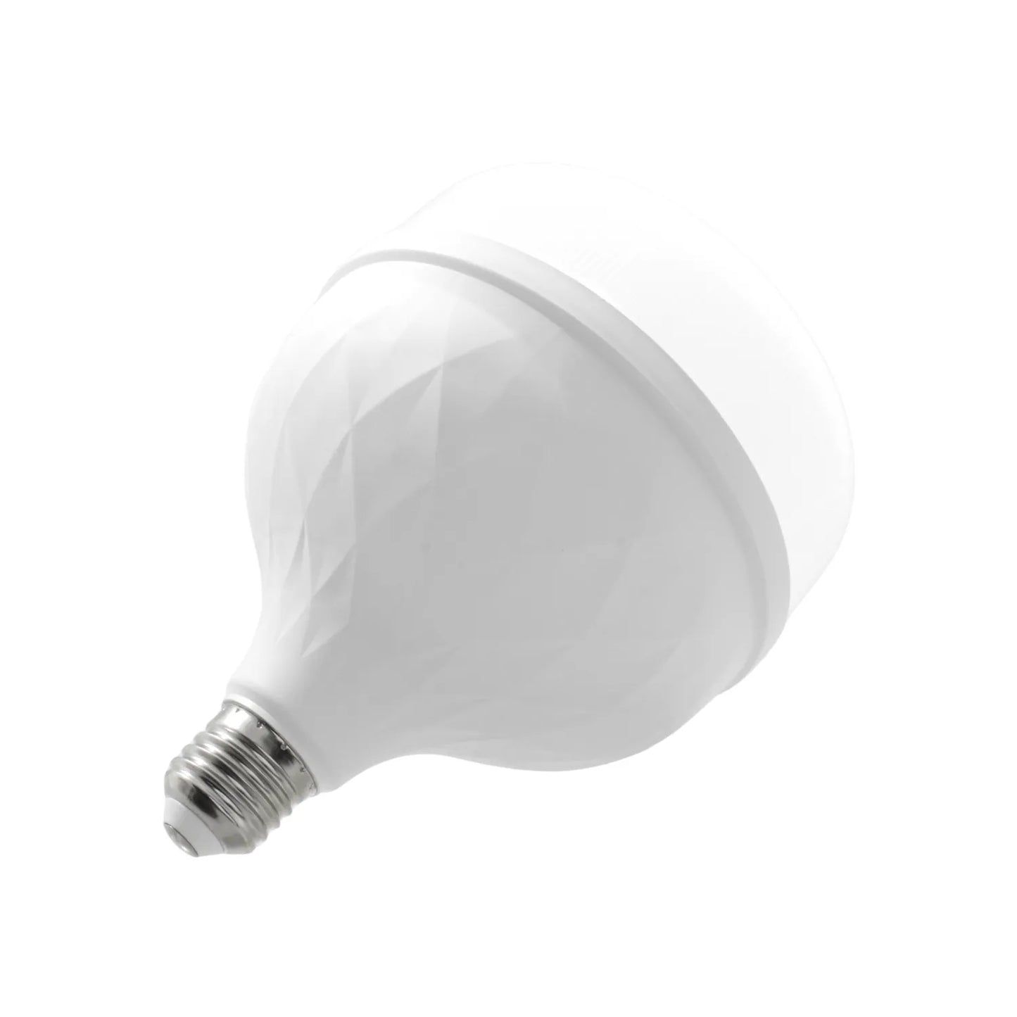 Bombilla LED blanca E27 con diseño tipo diamante, ideal para ahorro energético y decoración moderna