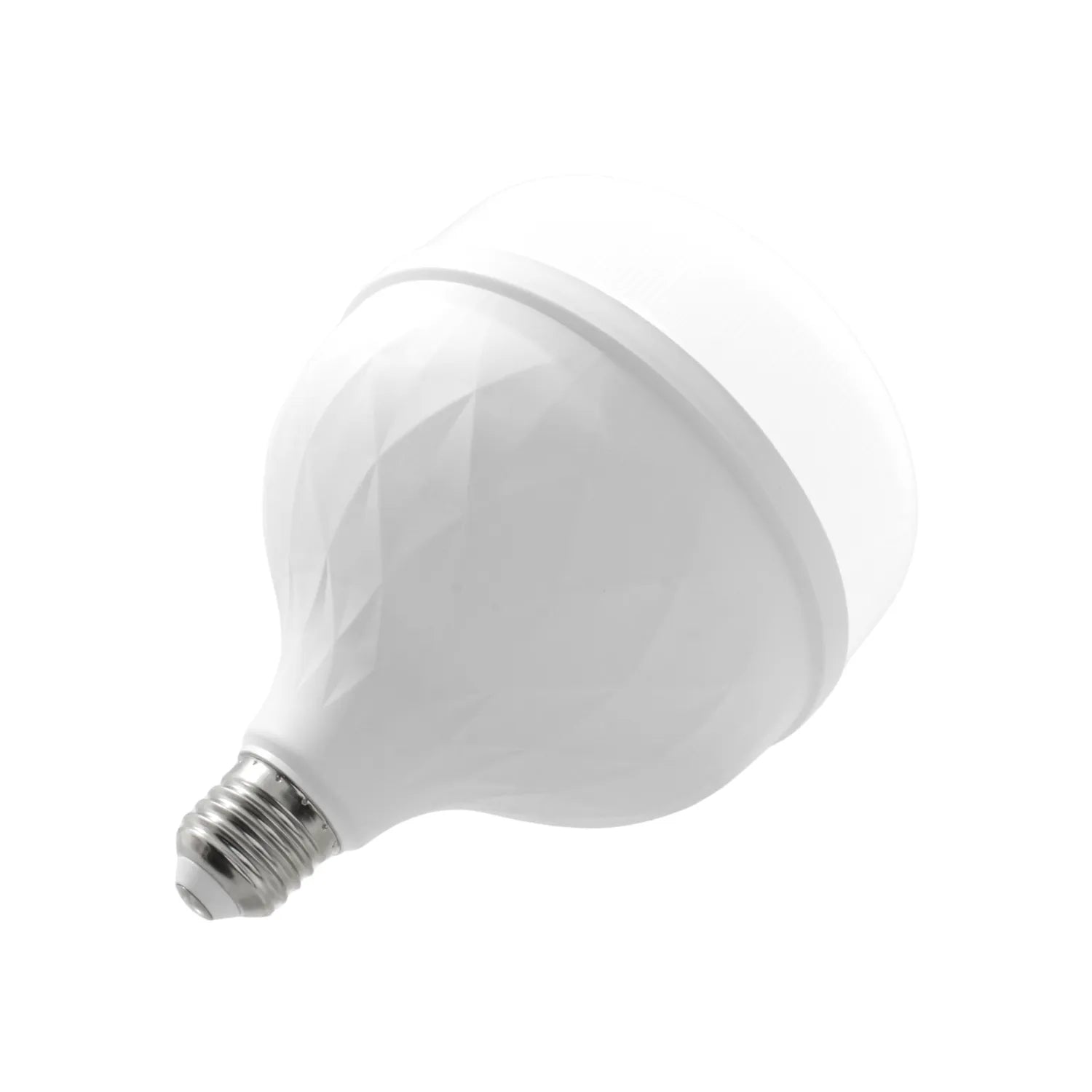 Bombilla LED blanca E27 con diseño tipo diamante, ideal para ahorro energético y decoración moderna
