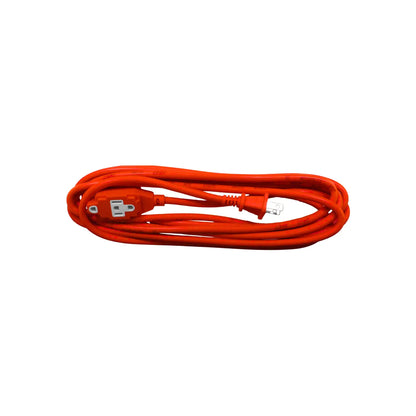 Cable de extensión eléctrico color naranja de uso rudo con enchufe y toma de corriente de 3 terminales para interiores