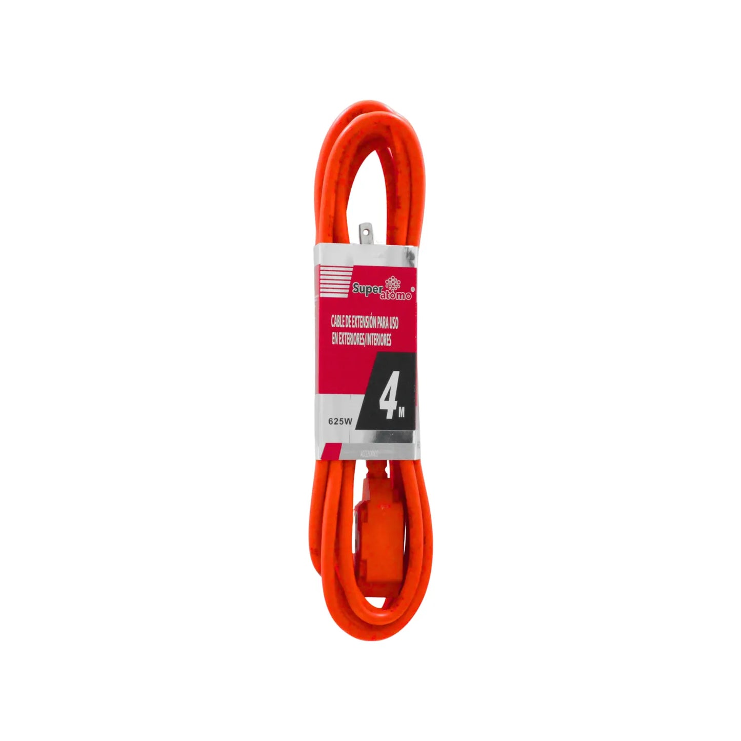 Cable de extensión eléctrica Superatomo color naranja para uso en interiores y exteriores de 4 metros y 625W de potencia