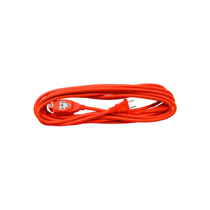 Extensión eléctrica de uso rudo color naranja, cable reforzado de 10 metros con conector de tres polos y enchufe macho