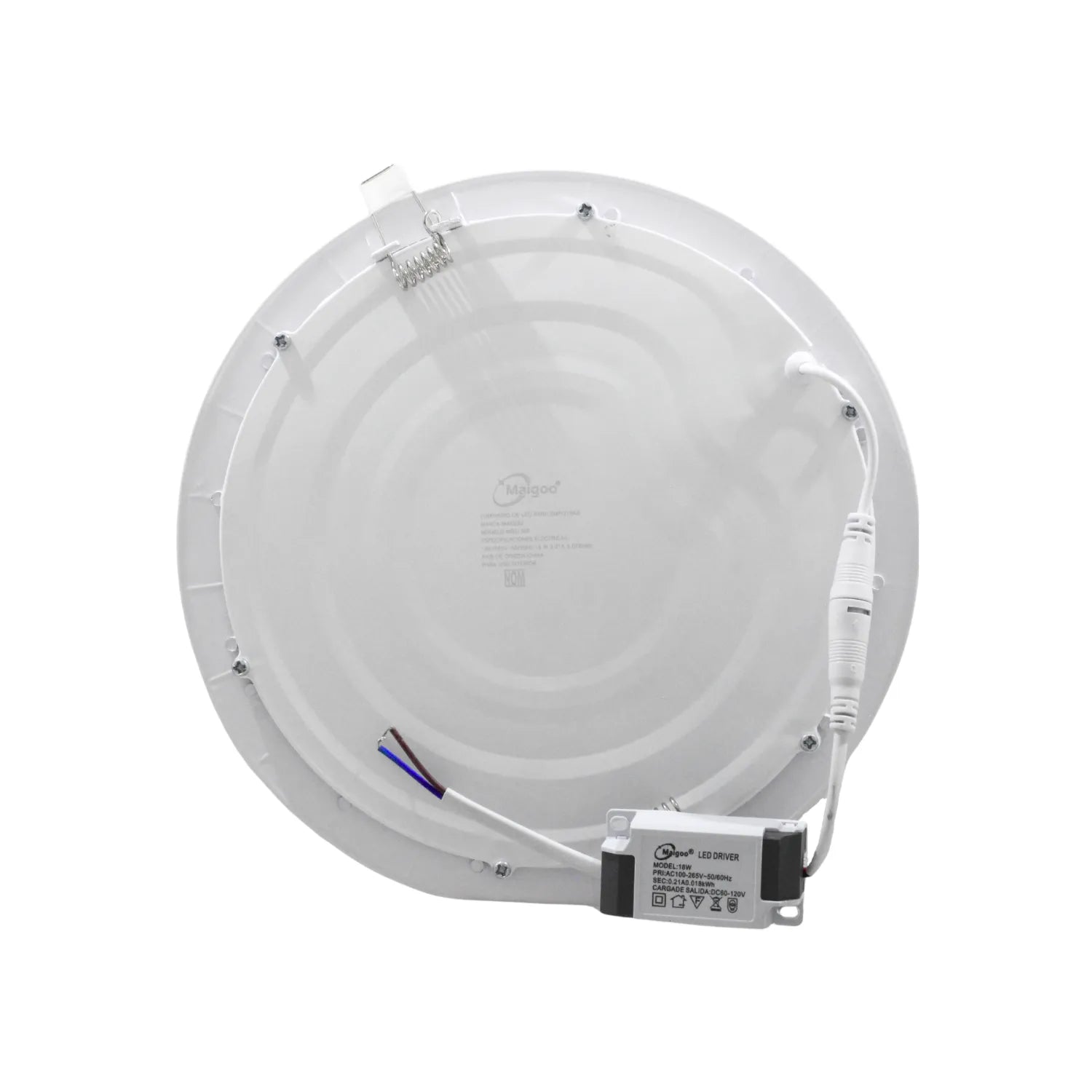 Foco LED empotrable Maigood redondo 18W blanco, con driver y resortes para falso techo