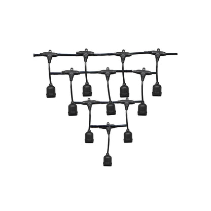 Guirnalda de luces exterior tipo festón negra con soquetes colgantes para decoración de terraza y jardín