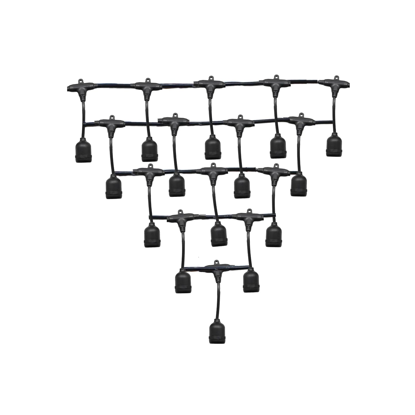 Cable negro para guirnalda de luces exterior con soquetes colgantes resistentes al agua para jardín y terraza