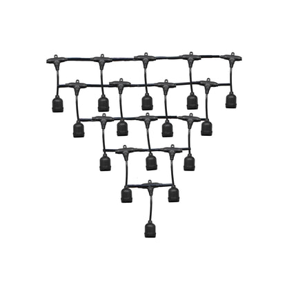 Cable negro para guirnalda de luces exterior con soquetes colgantes resistentes al agua para jardín y terraza