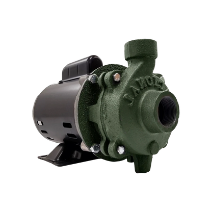 Bomba centrífuga de agua 1/2 HP para uso residencial con motor eléctrico negro y cuerpo verde.