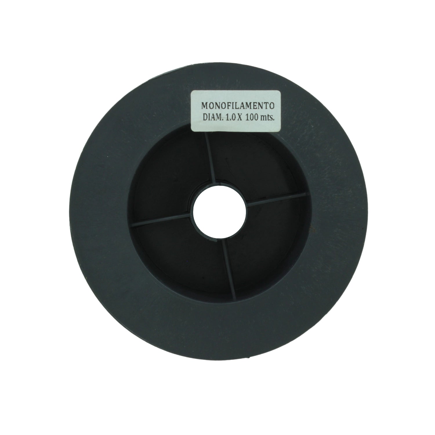 Hilo de pesca monofilamento en carrete gris oscuro, diámetro 1.0mm x 100m.