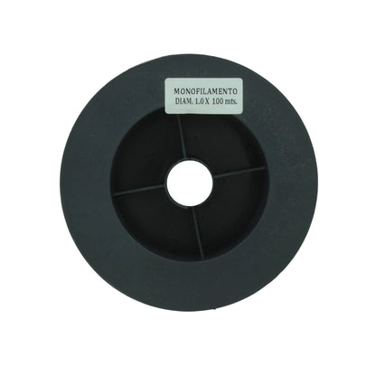 Hilo de pesca monofilamento en carrete gris oscuro, diámetro 1.0mm x 100m.