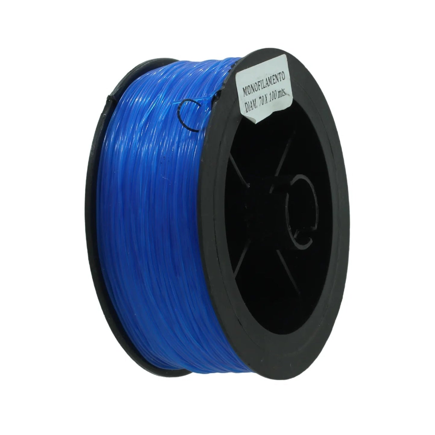 Hilo de pescar monofilamento azul .70mm x 100m en carrete negro para pesca deportiva