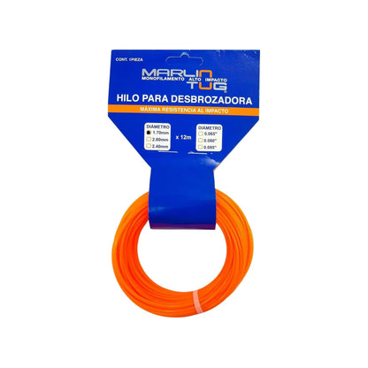Hilo para desbrozadora Marlin Tug monofilamento naranja 1.70mm x 12m alta resistencia al impacto.