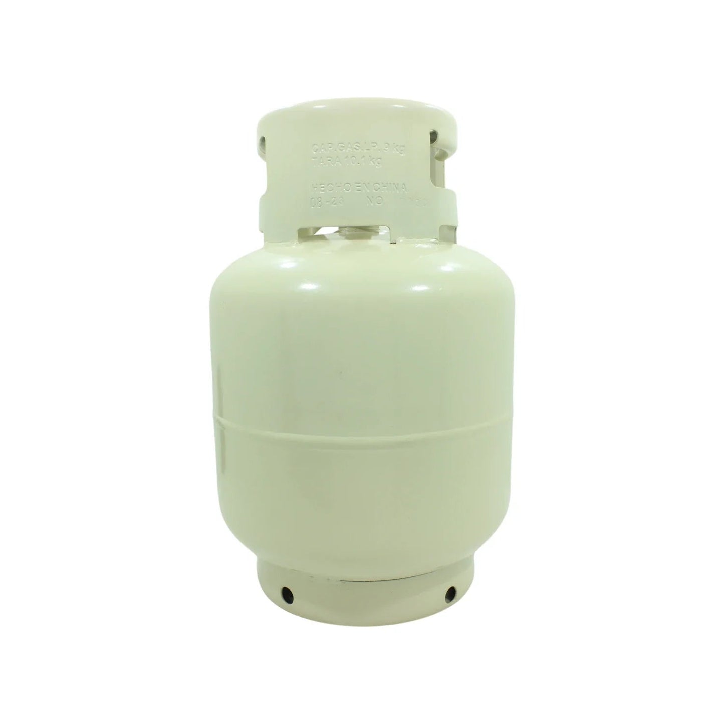 Tanque de gas LP 10 kg color crema, cilindro con capuchón protector, ideal para hogar y ferretería