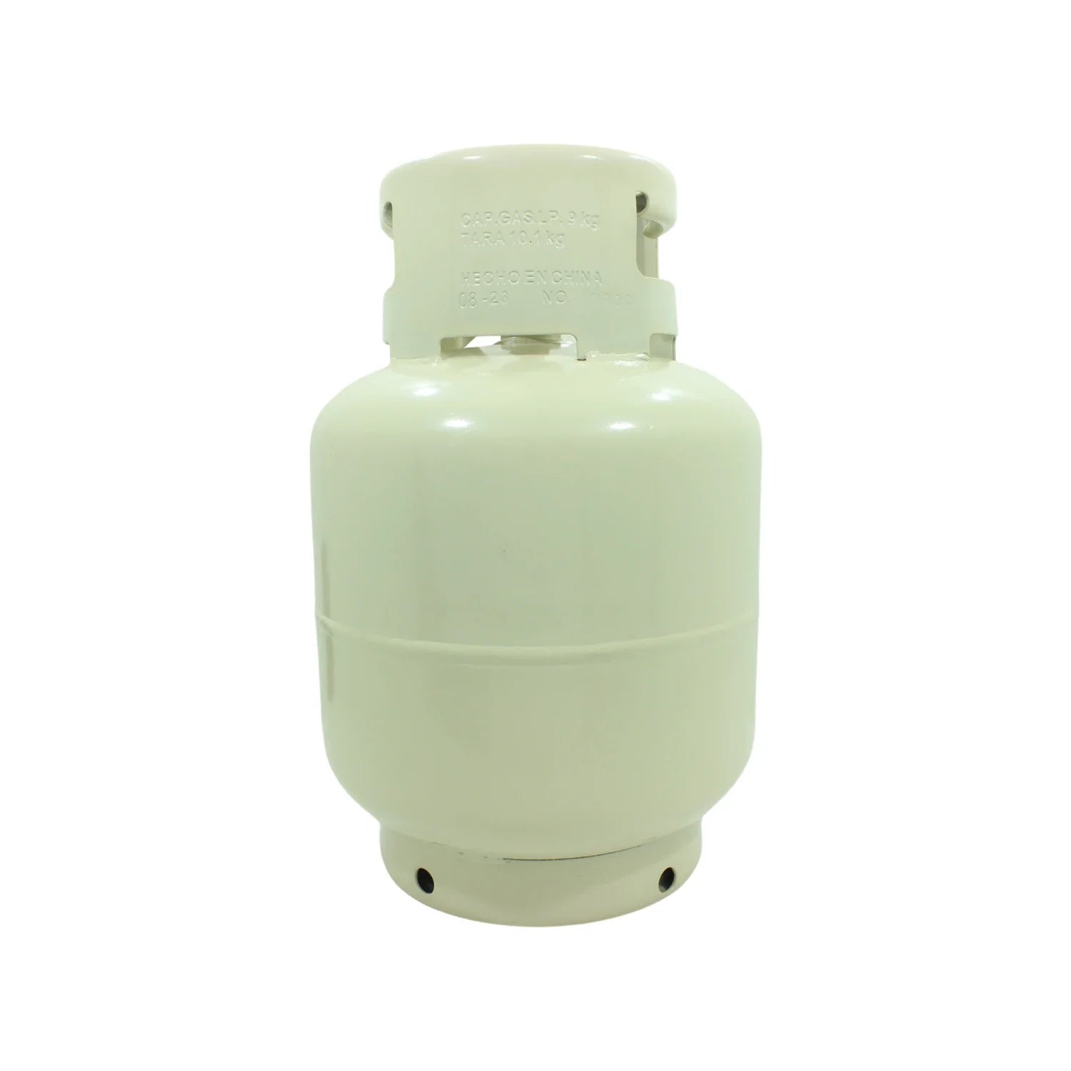 Tanque de gas LP 10 kg color crema, cilindro con capuchón protector, ideal para hogar y ferretería