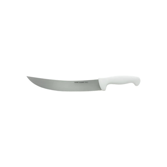 Cuchillo carnicero profesional Mark's Knife 10" hoja acero inoxidable mango blanco
