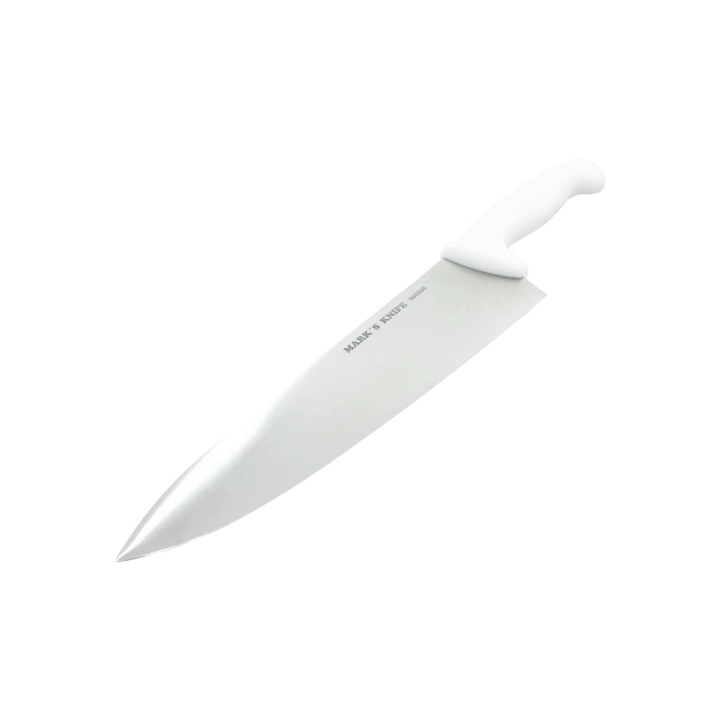 Cuchillo chef profesional Mark's Knife 10 pulgadas acero inoxidable y mango blanco