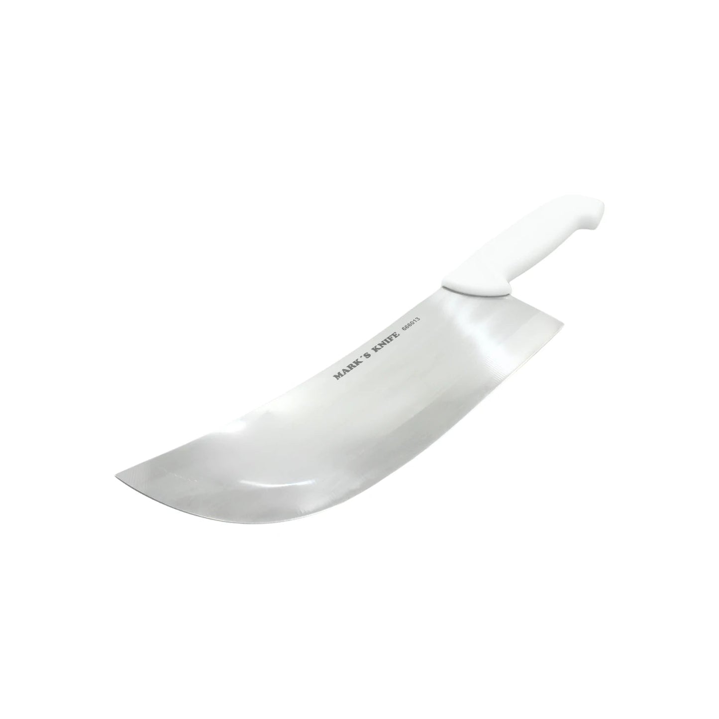 Cuchillo de taquero profesional Mark's Knife 666013 de 9 pulgadas, hoja curva y mango ergonómico blanco