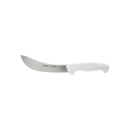 Cuchillo curvo profesional Mark's Knife 666014, ideal para deshuesar o despielar, con mango blanco