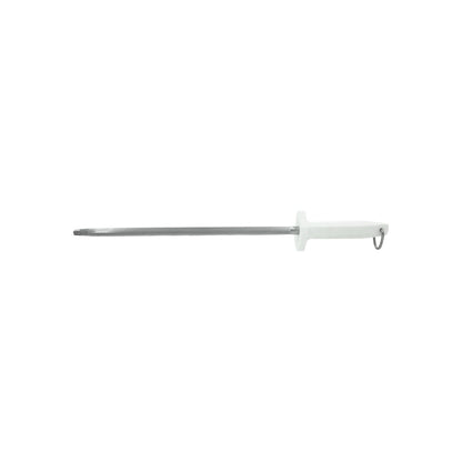 Chaira redonda de 12 pulgadas para afilar cuchillos, mango ergonómico blanco con gancho para colgar