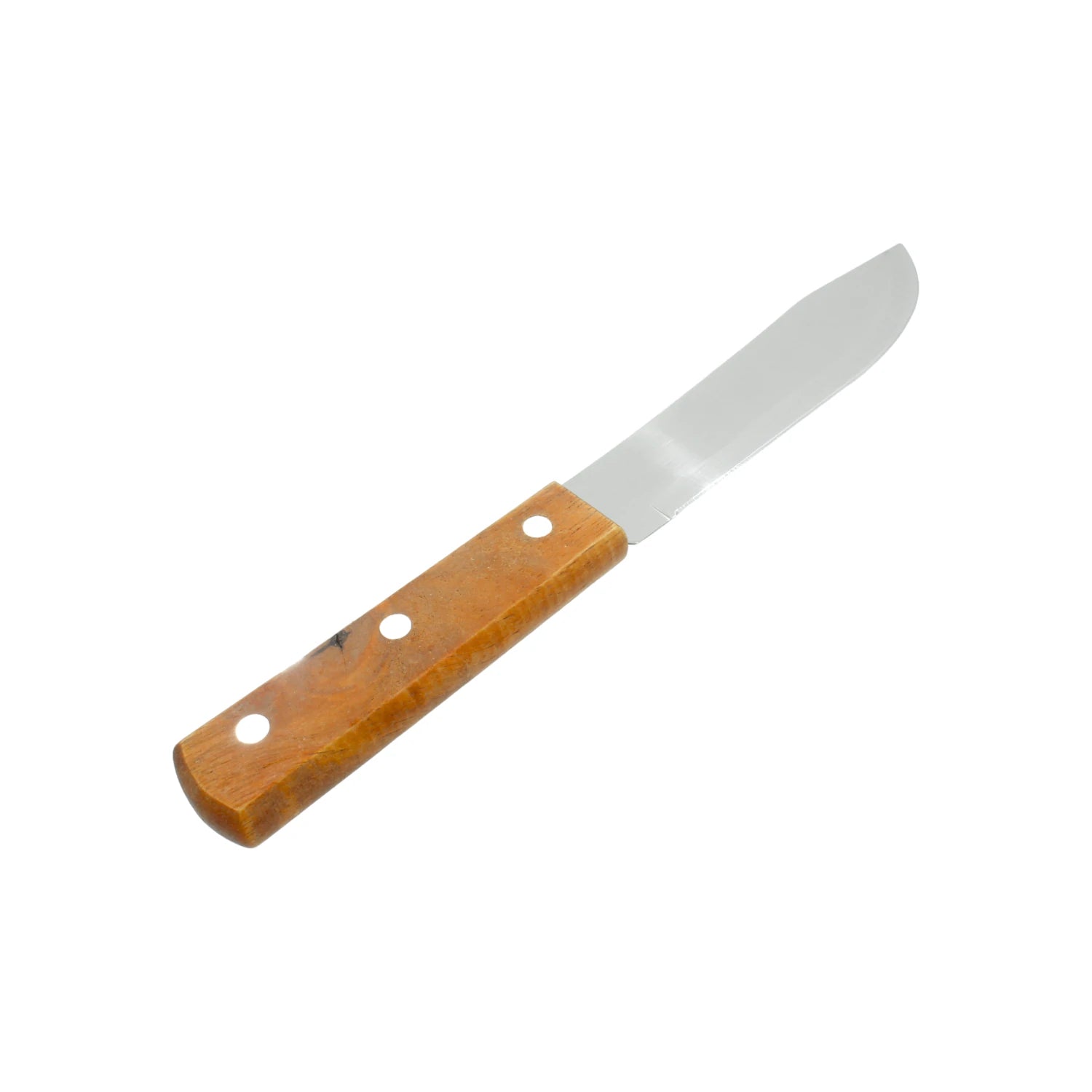 Cuchillo multiusos de cocina con mango de madera remachado y hoja de acero inoxidable de punta redonda