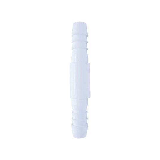 Niple unión de plástico blanco 1/2 pulgada, conector doble barbada para mangueras.