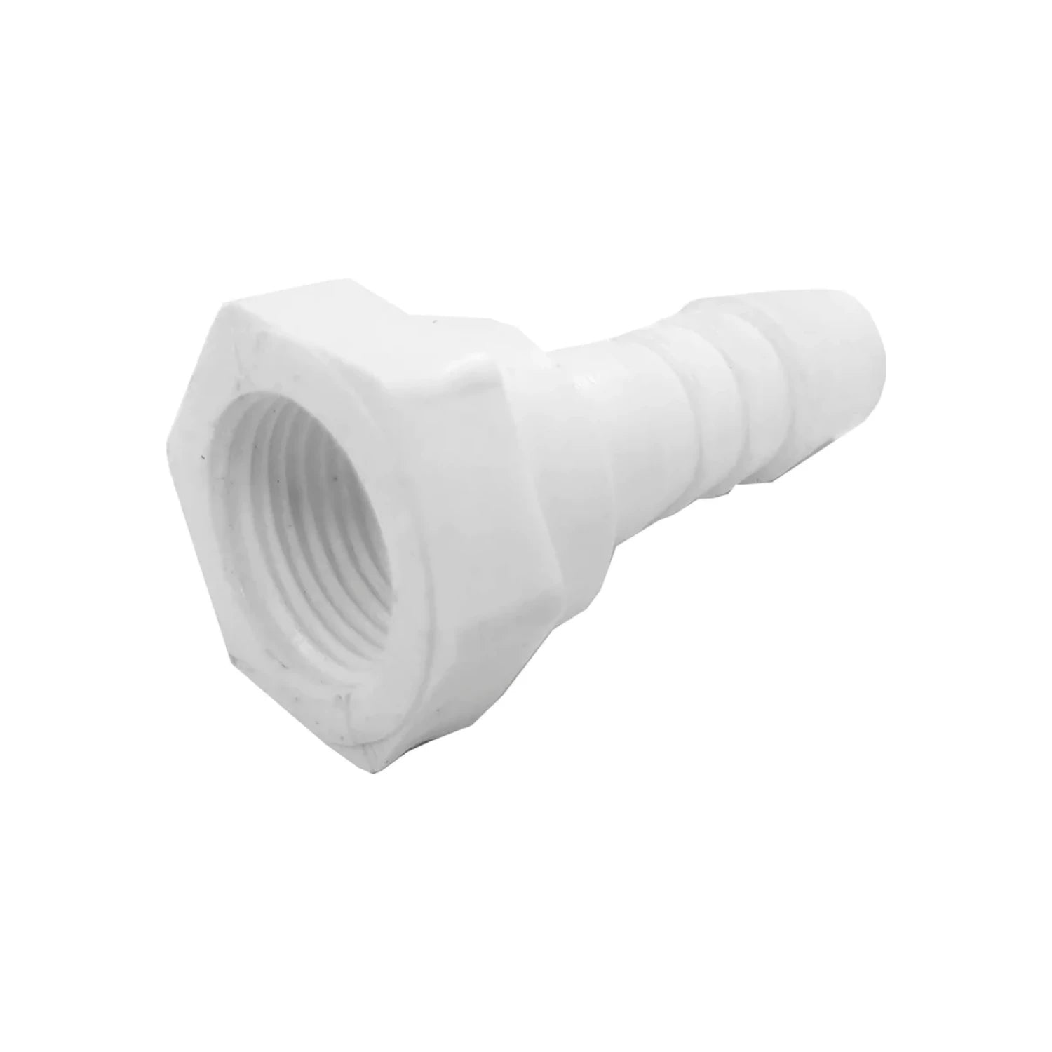 Conector plástico blanco 1/2 pulgada rosca hembra a espiga para manguera