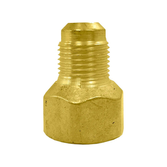 Niple campana de latón 3/8 a 1/2 pulgada, adaptador con rosca macho para plomería y gas.