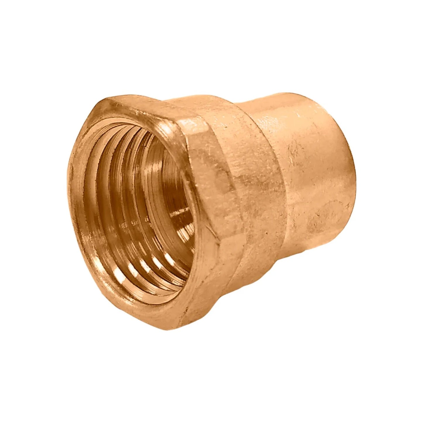 Conector de cobre 1/2" rosca hembra, accesorio hexagonal para tuberías de agua