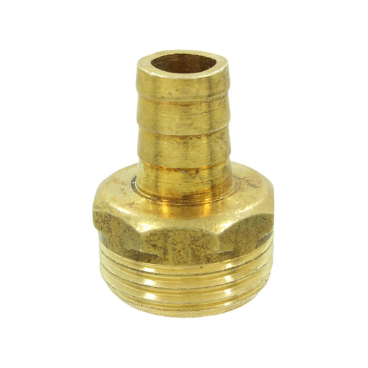 Conector de bronce rosca macho 3/4 pulgadas a espiga para tubería o manguera