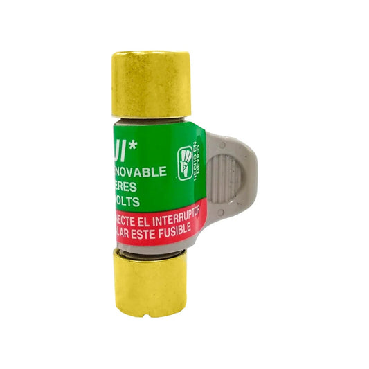 Fusible Fuji removible, cuerpo verde con extremos dorados y agarradera gris para electricidad