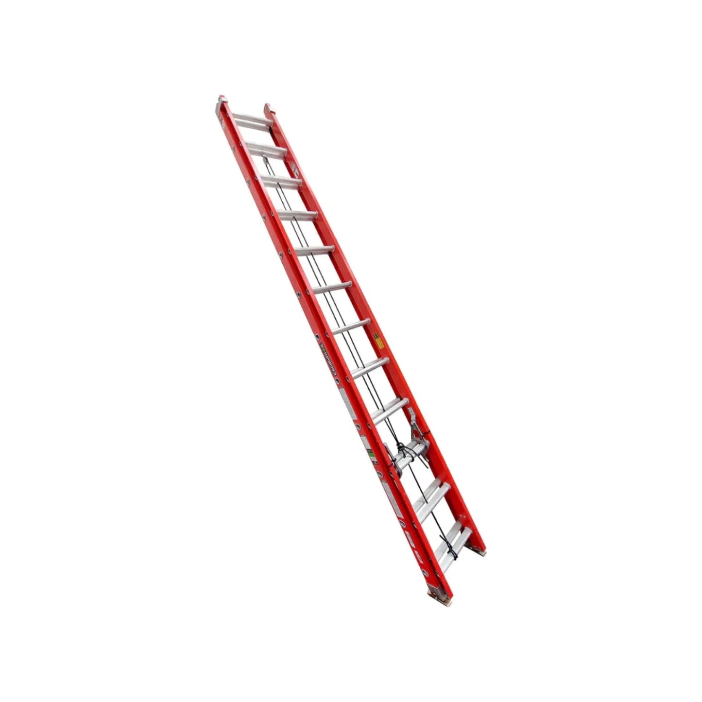 Escalera de extensión Escalumex de fibra de vidrio roja, resistente y segura para trabajos profesionales.