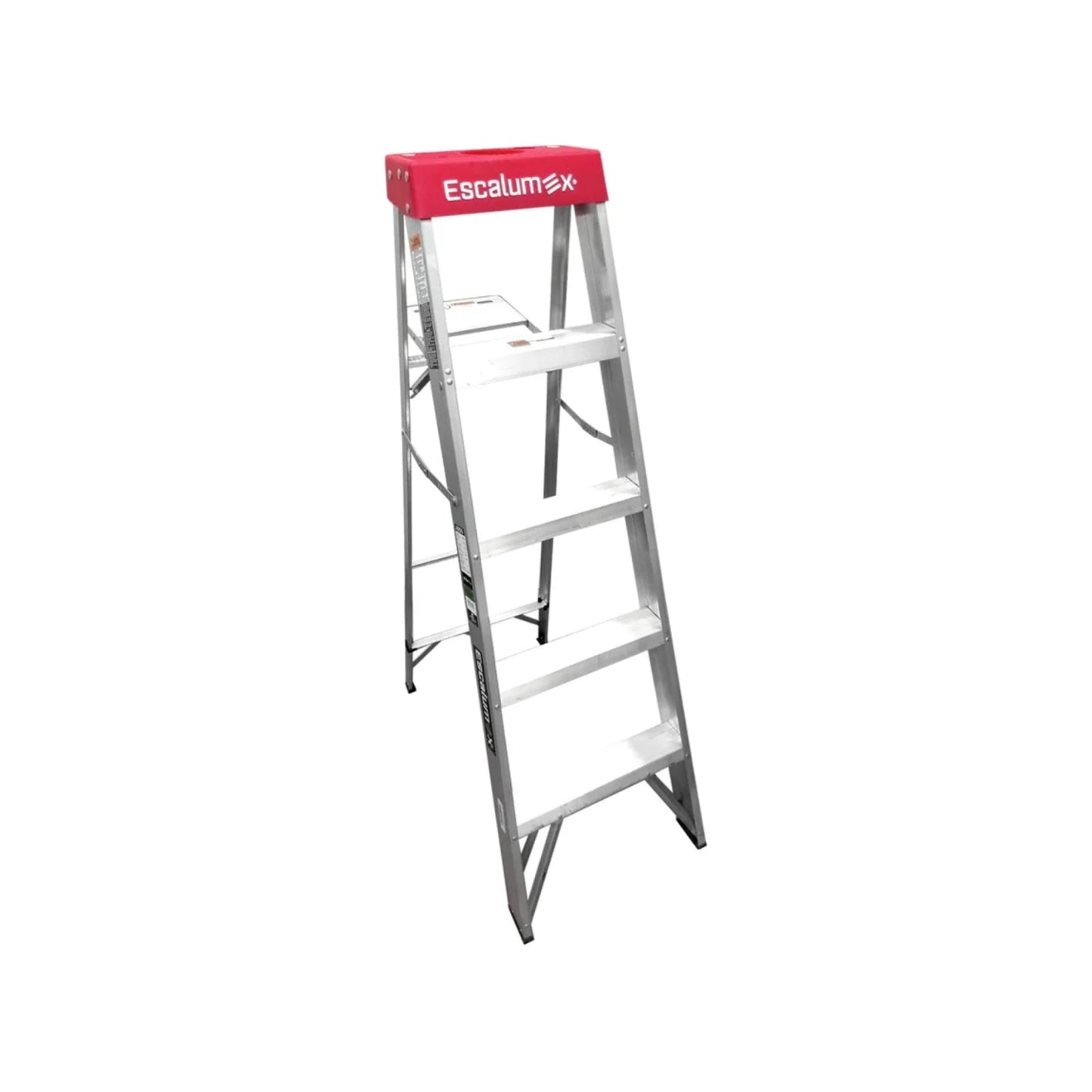 Escalera de tijera Escalumex 4 peldaños de aluminio, tope rojo, 1.52m de altura