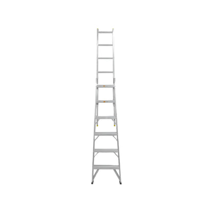 Escalera de aluminio extensible y de tijera multipropósito con peldaños antideslizantes para uso profesional
