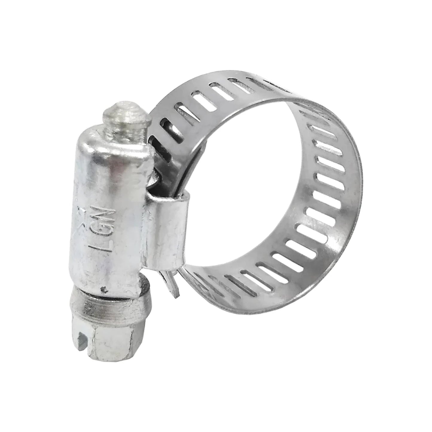 Abrazadera sin fin metálica LGN para mangueras, ajustable, acabado galvanizado plateado.