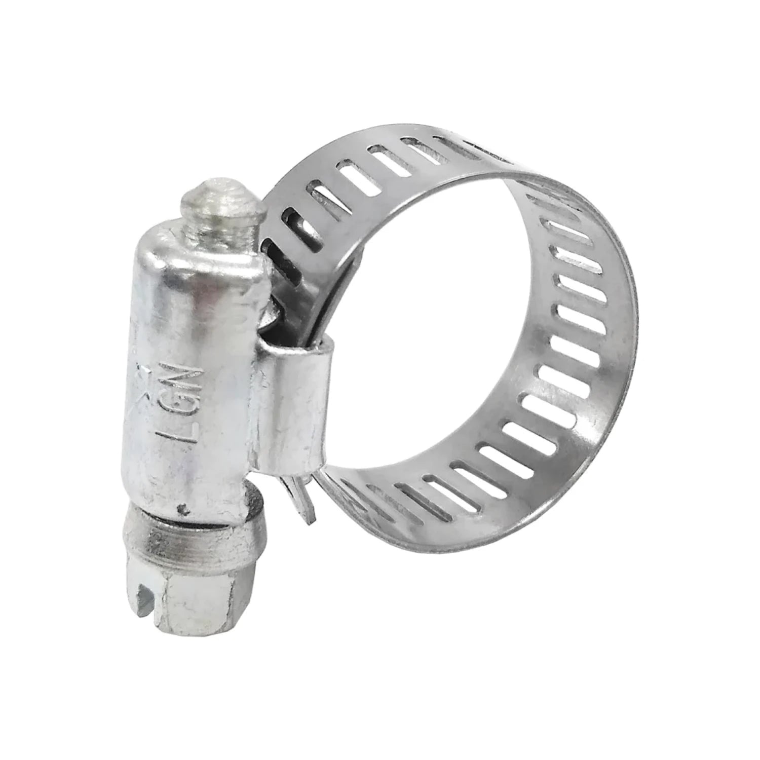 Abrazadera sin fin metálica LGN para mangueras, ajustable, acabado galvanizado plateado.